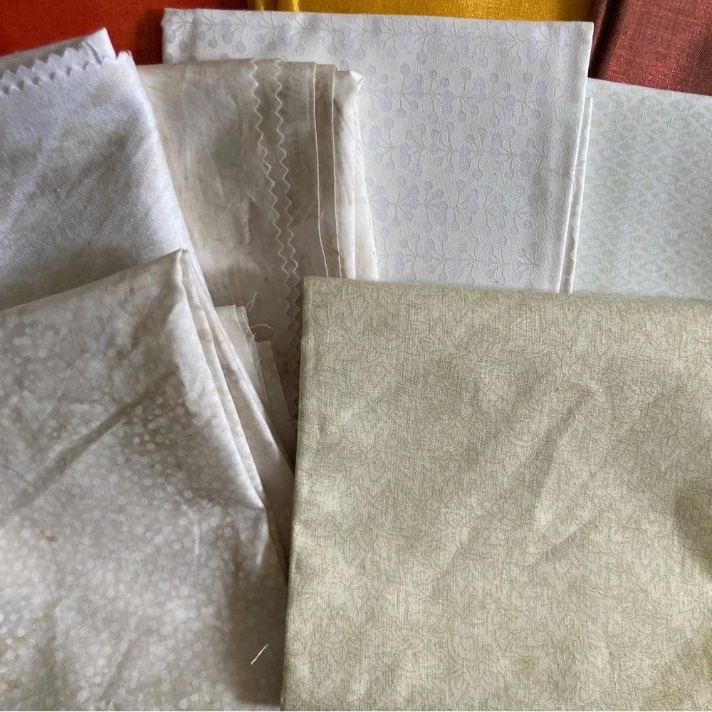Fabric lot Quilting bundle warm earth tone, white cream blenders 100% cotton